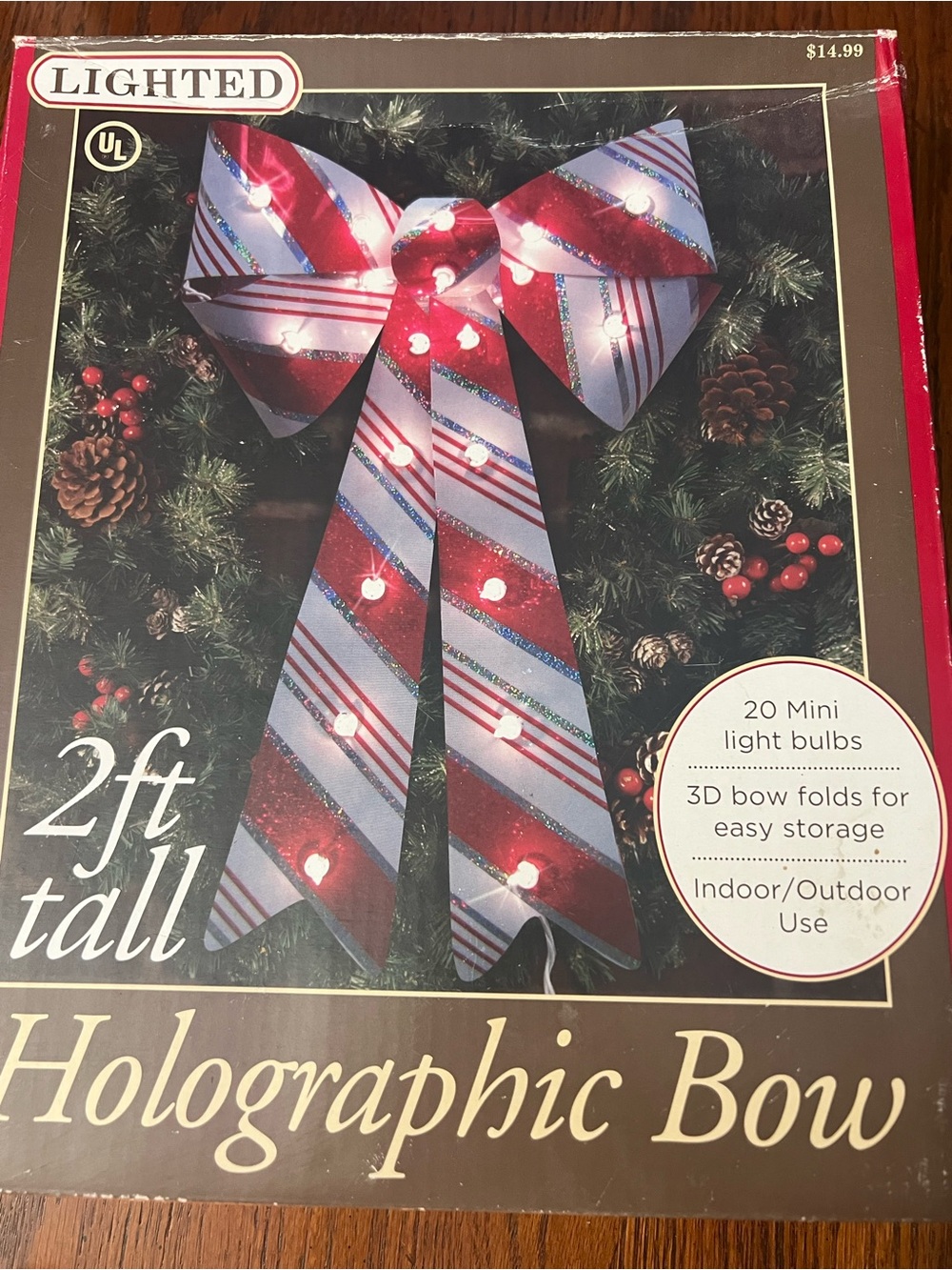 of 3 Vintage Lighted Holographic Christmas Bows – Original Boxes $90
